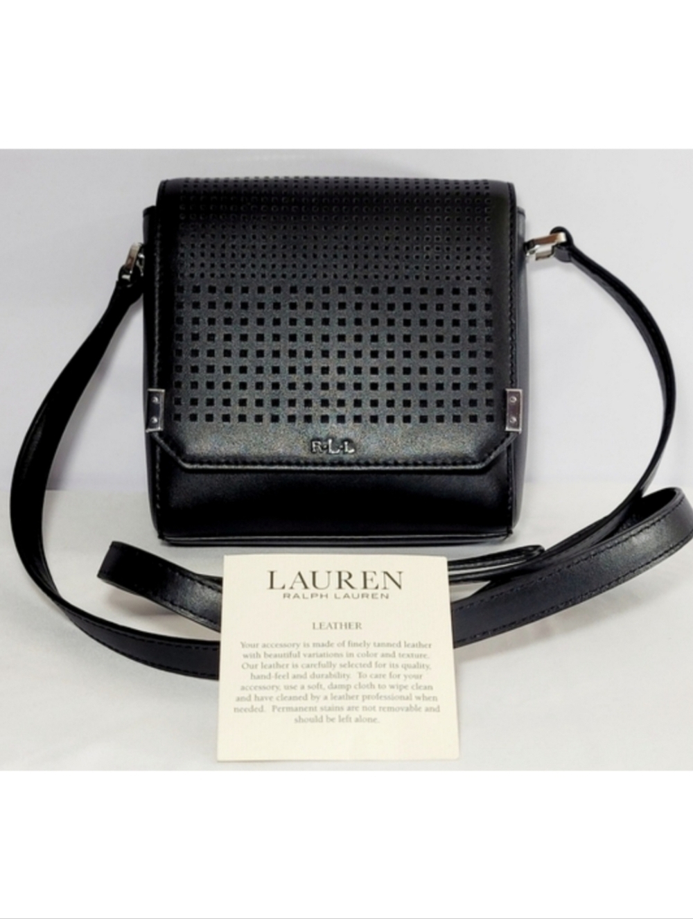 Ralph Lauren Vintage Black Leather Crossbody Bag.